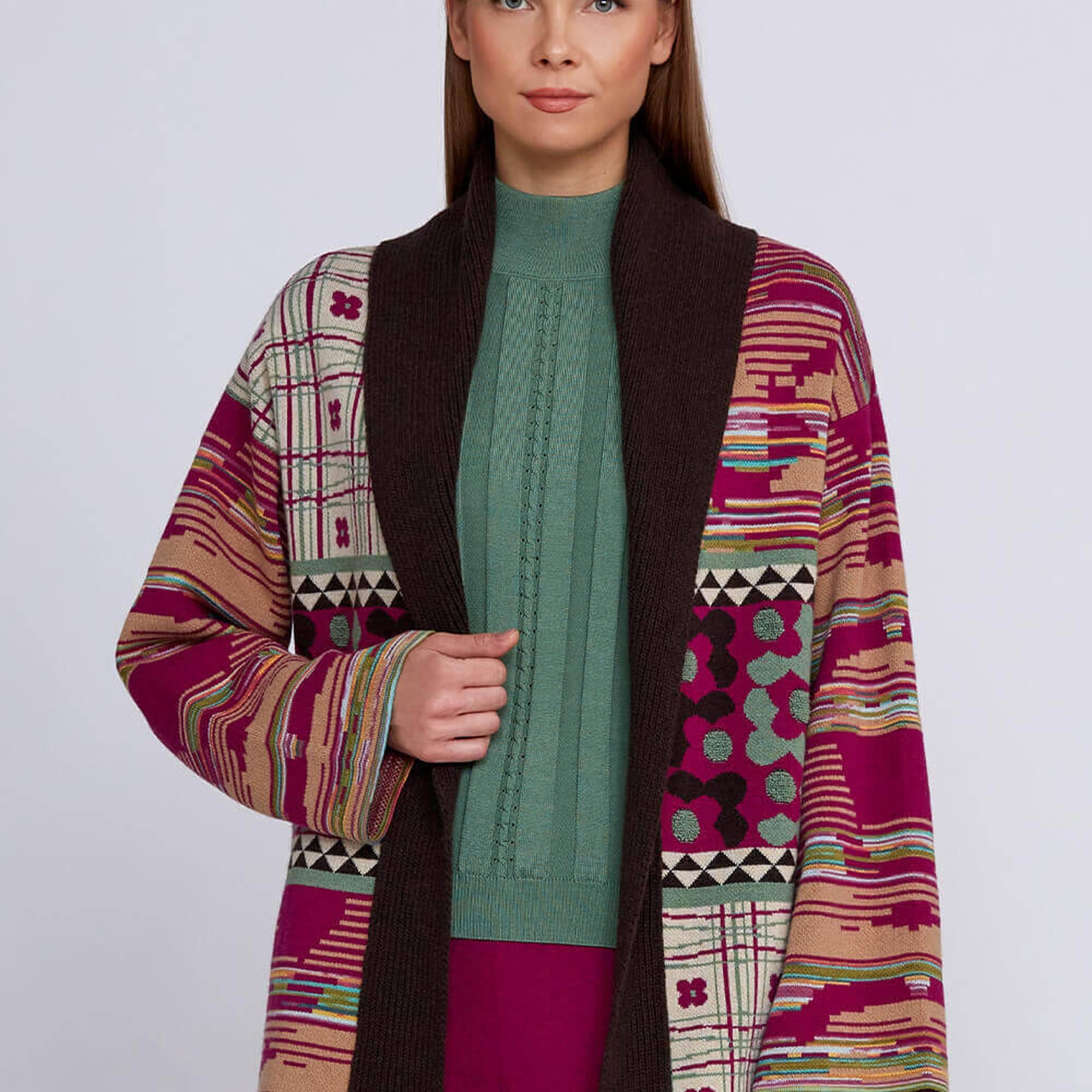 Knitss Jakar Desenli Kaşmir Karışımlı Triko Hırka