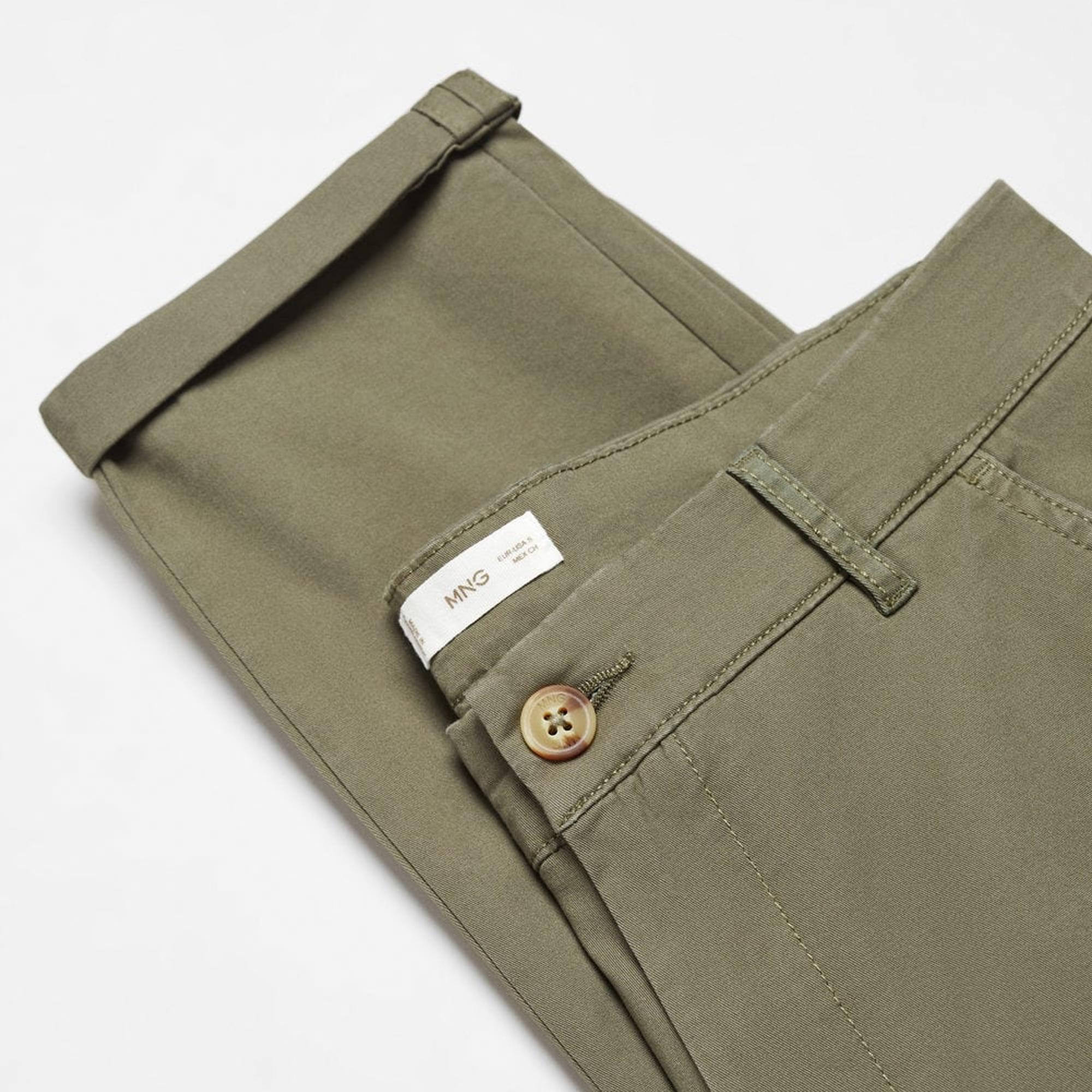 Mango Çocuk Pamuklu Chino Pantolon Haki