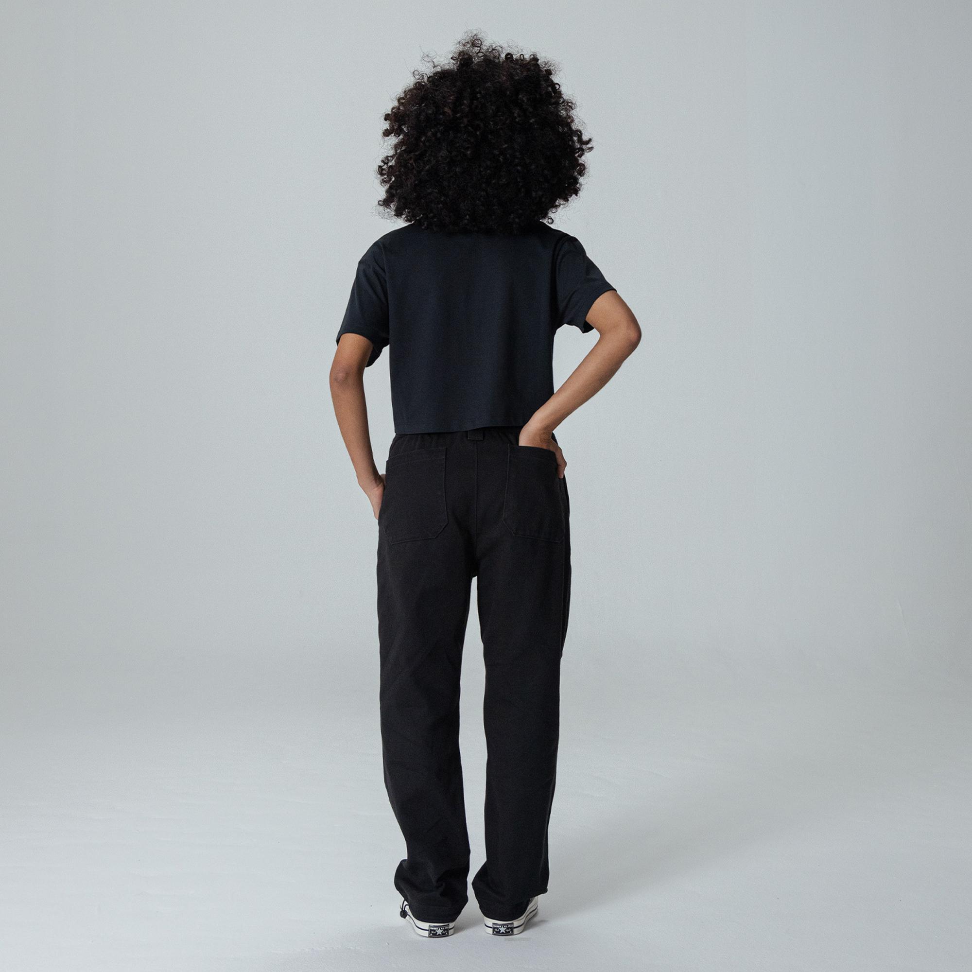 Converse Converse Wordmark Cropped Kadın Siyah T-Shirt