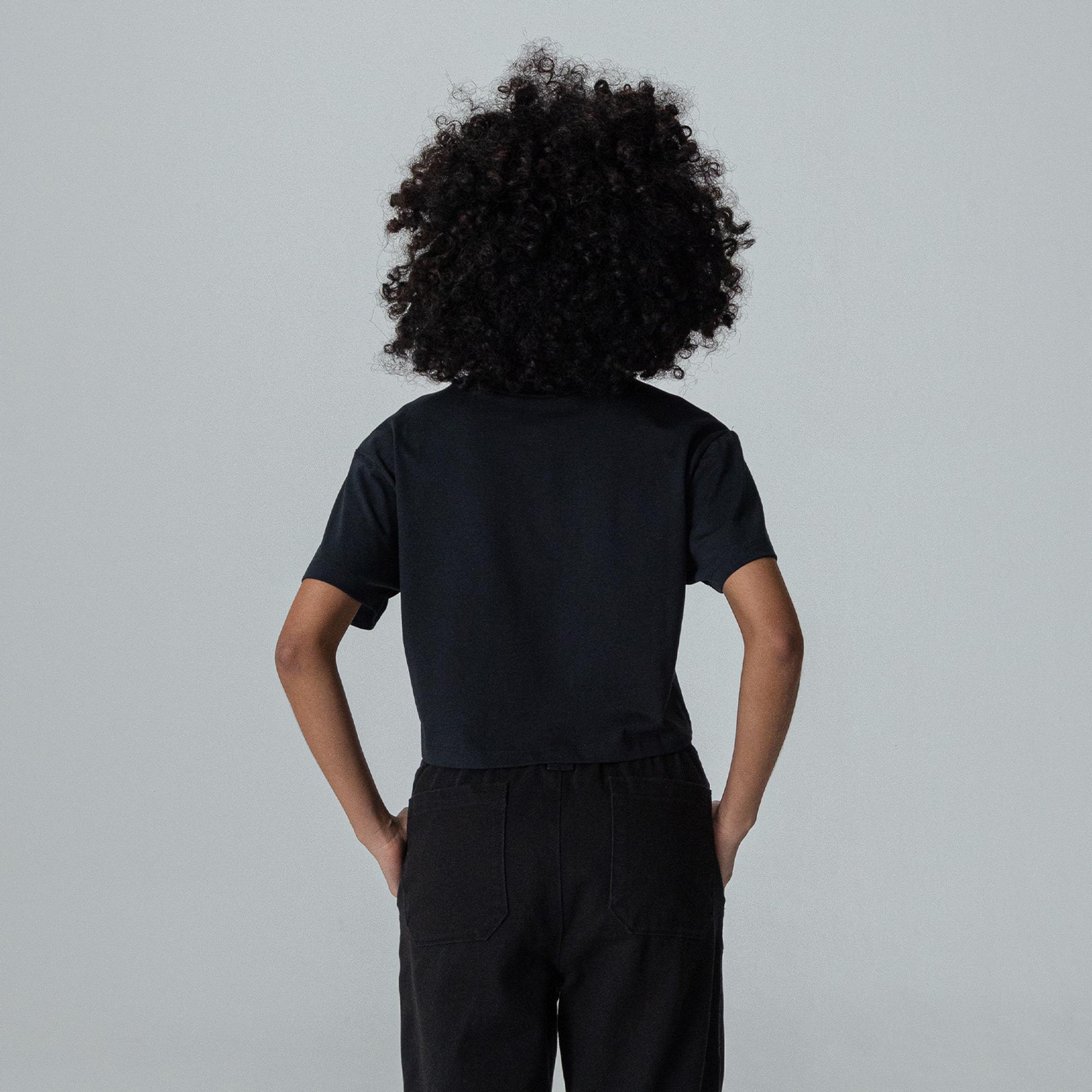 Converse Converse Wordmark Cropped Kadın Siyah T-Shirt