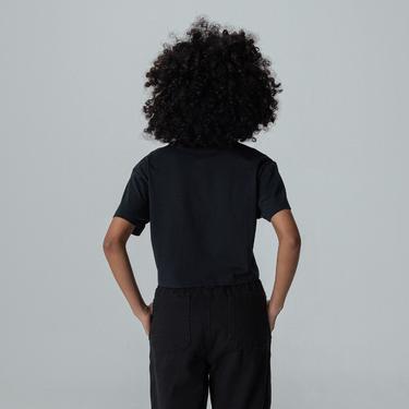 Converse Converse Wordmark Cropped Kadın Siyah T-Shirt