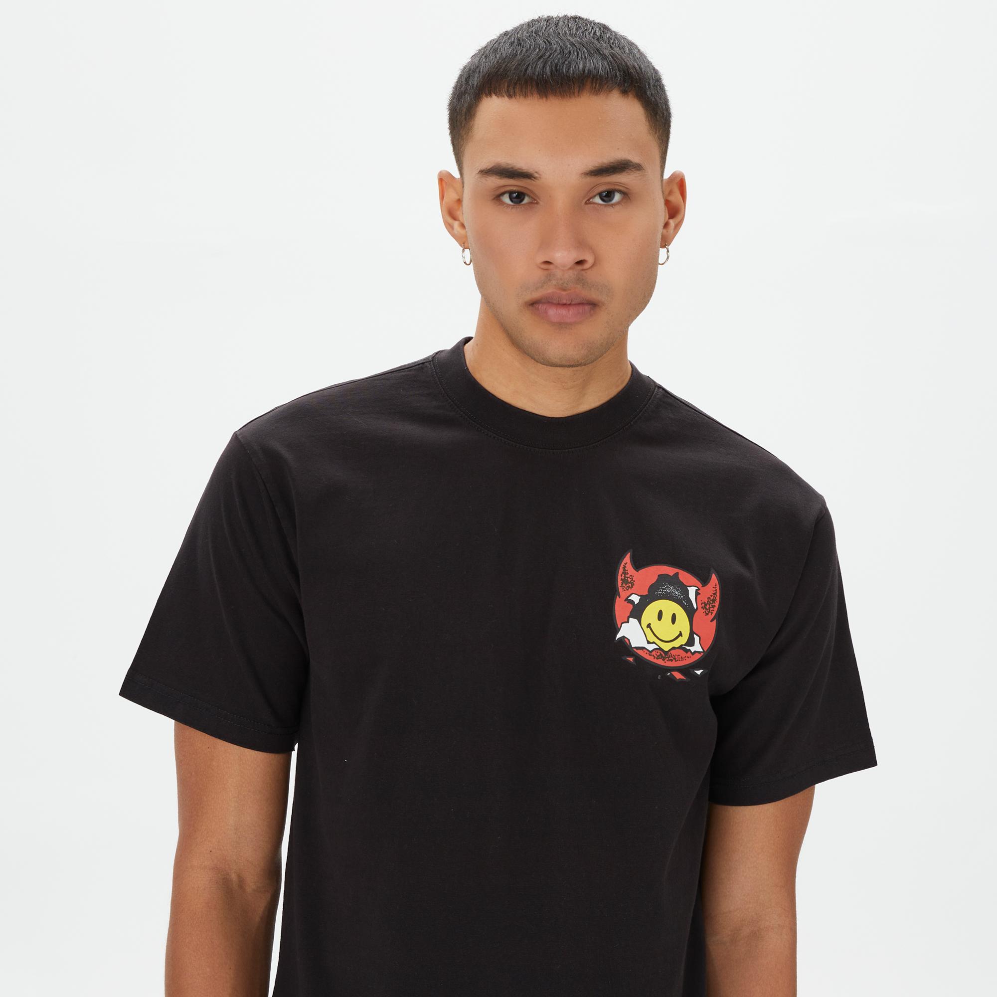 Market Smiley Inner Peace Erkek Siyah T-Shirt