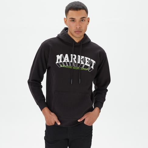 Market Super Market Pullover Erkek Siyah Hoodie