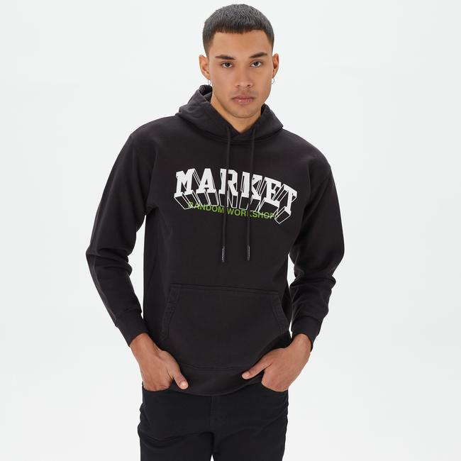  Market Super Market Pullover Erkek Siyah Hoodie