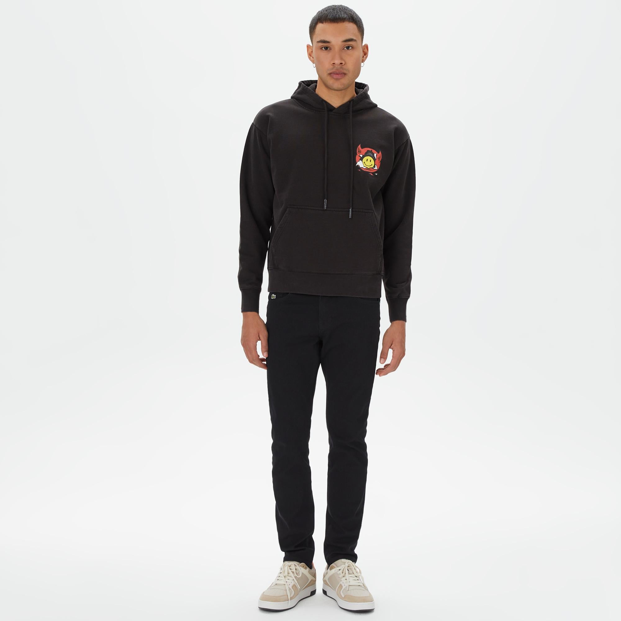 Market Smiley Inner Peace Pullover Hoodie Erkek Siyah Sweatshirt