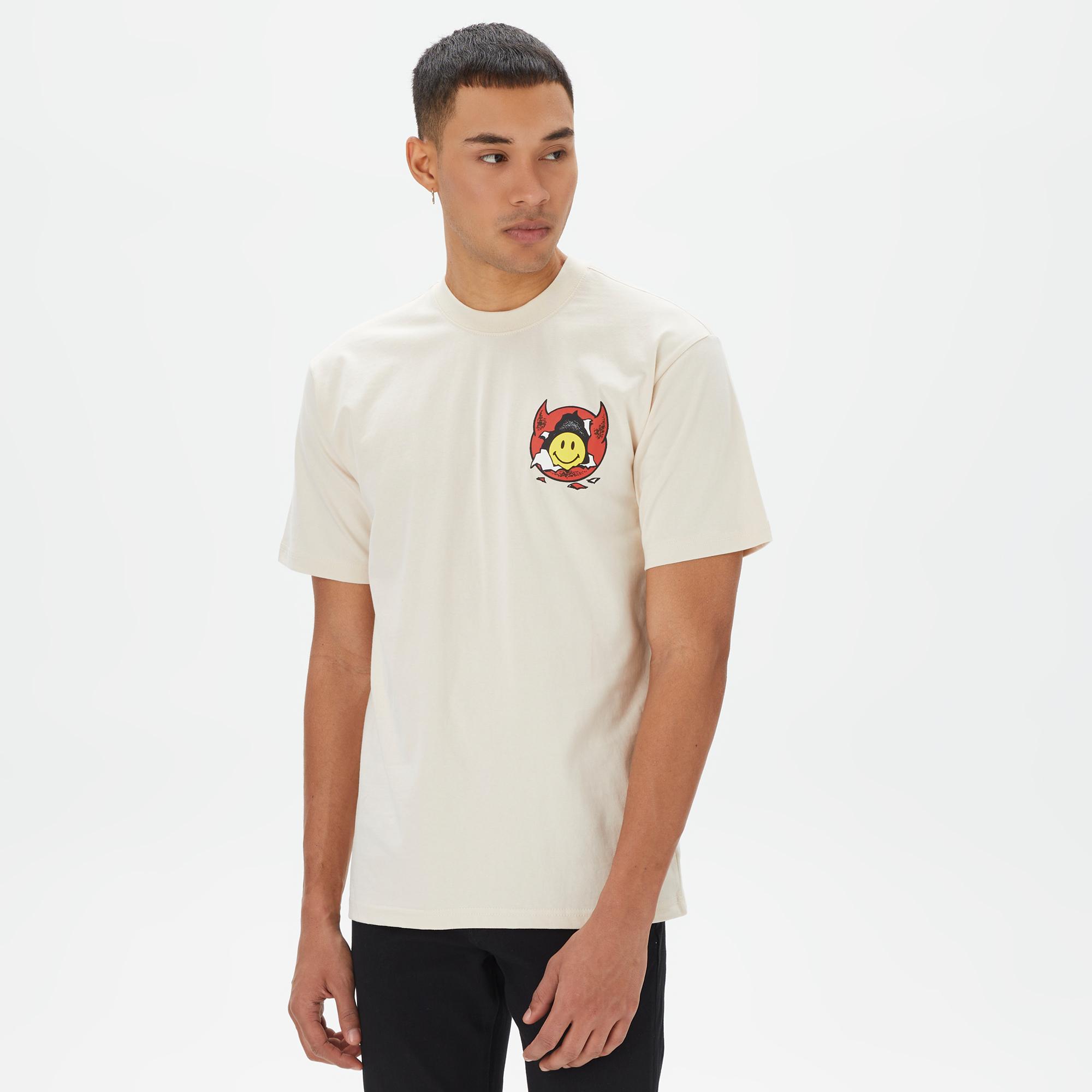 Market Smiley Inner Peace Erkek Krem T-Shirt