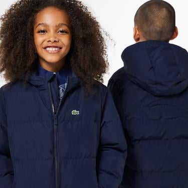 Lacoste Çocuk Kapüşonlu Lacivert Şişme Mont