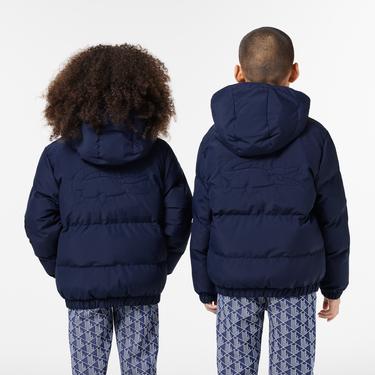  Lacoste Çocuk Kapüşonlu Lacivert Şişme Mont