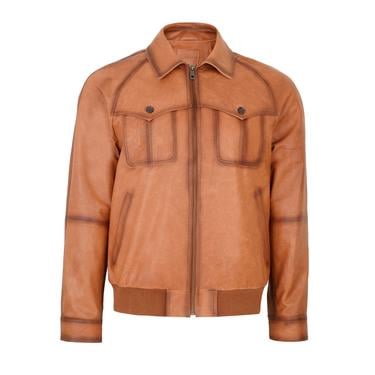  Bidziil Taba Erkek Vintage Bomber Deri Mont
