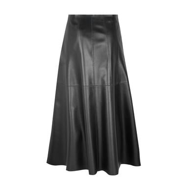  Aulii Siyah Kadın Yırtmaçlı Deri Etek