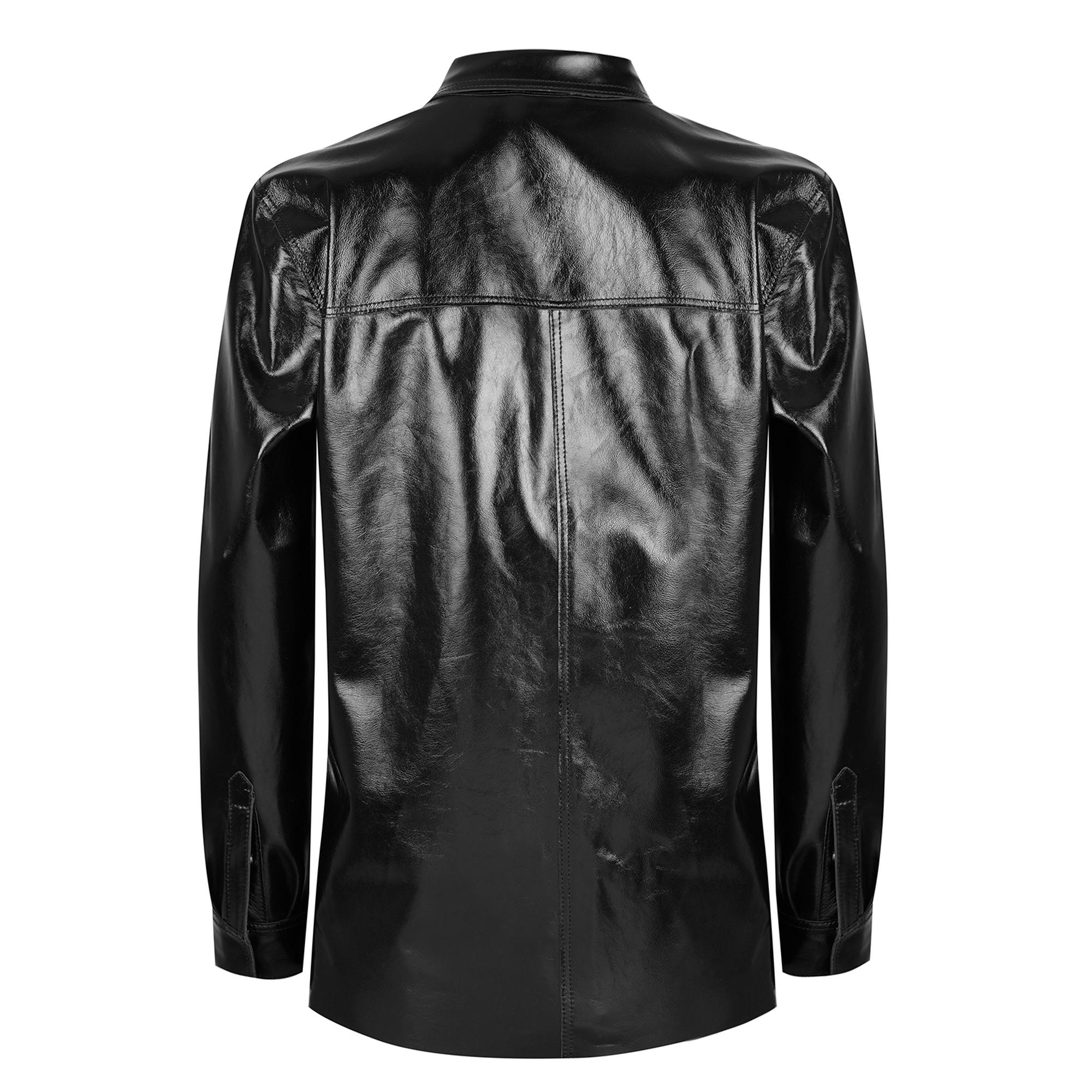 Ayzaria Siyah Kadın Rugan Deri Gömlek