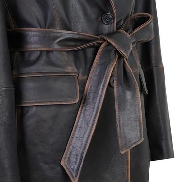  Becka Kahve Kadın Eskitme Blazer Deri Ceket