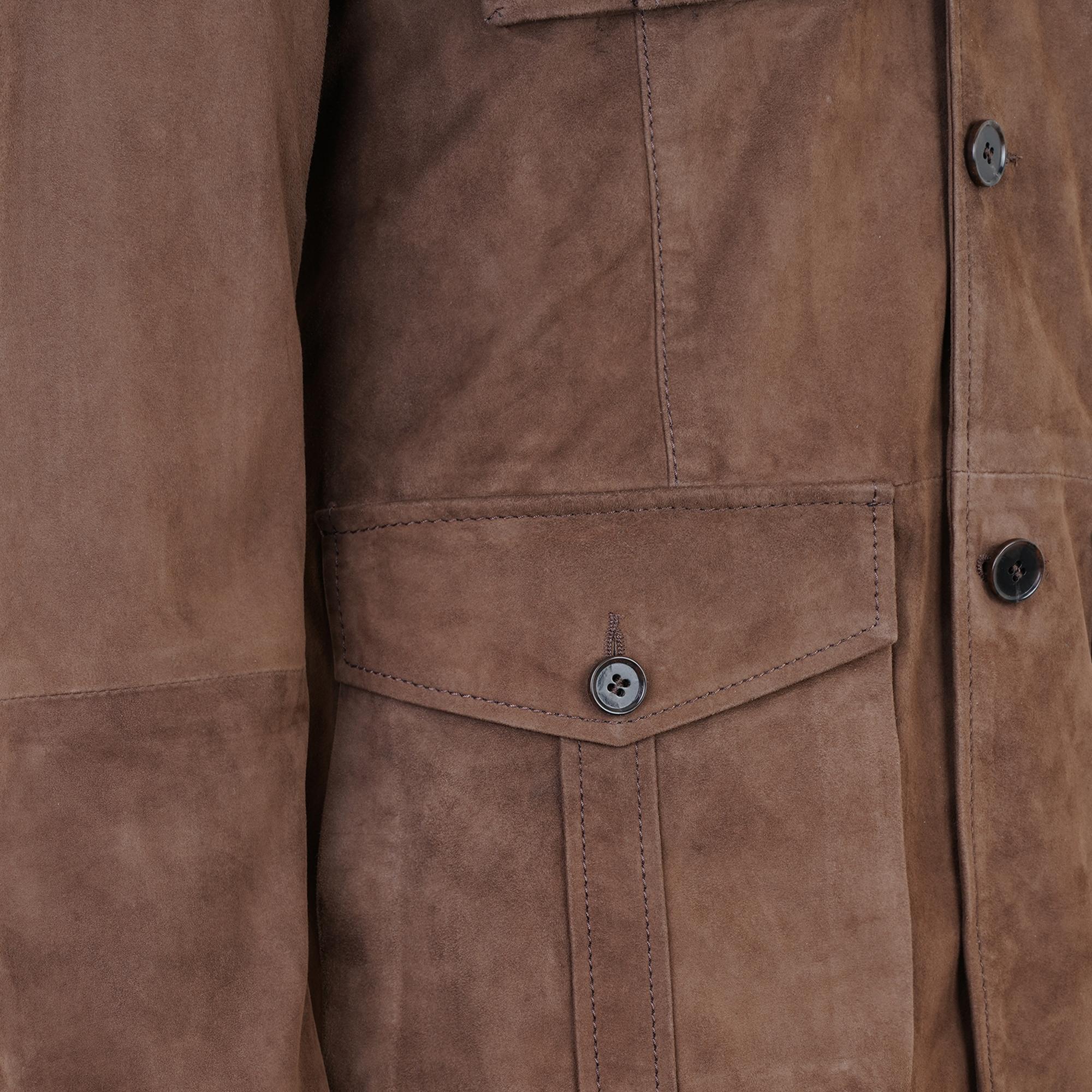 Antonin Kahve Erkek Süet Deri Safari Ceket