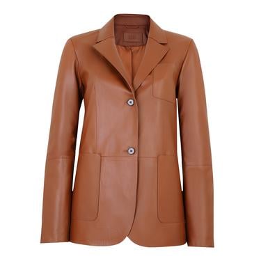  Angelea Kahve Kadın Blazer Deri Ceket