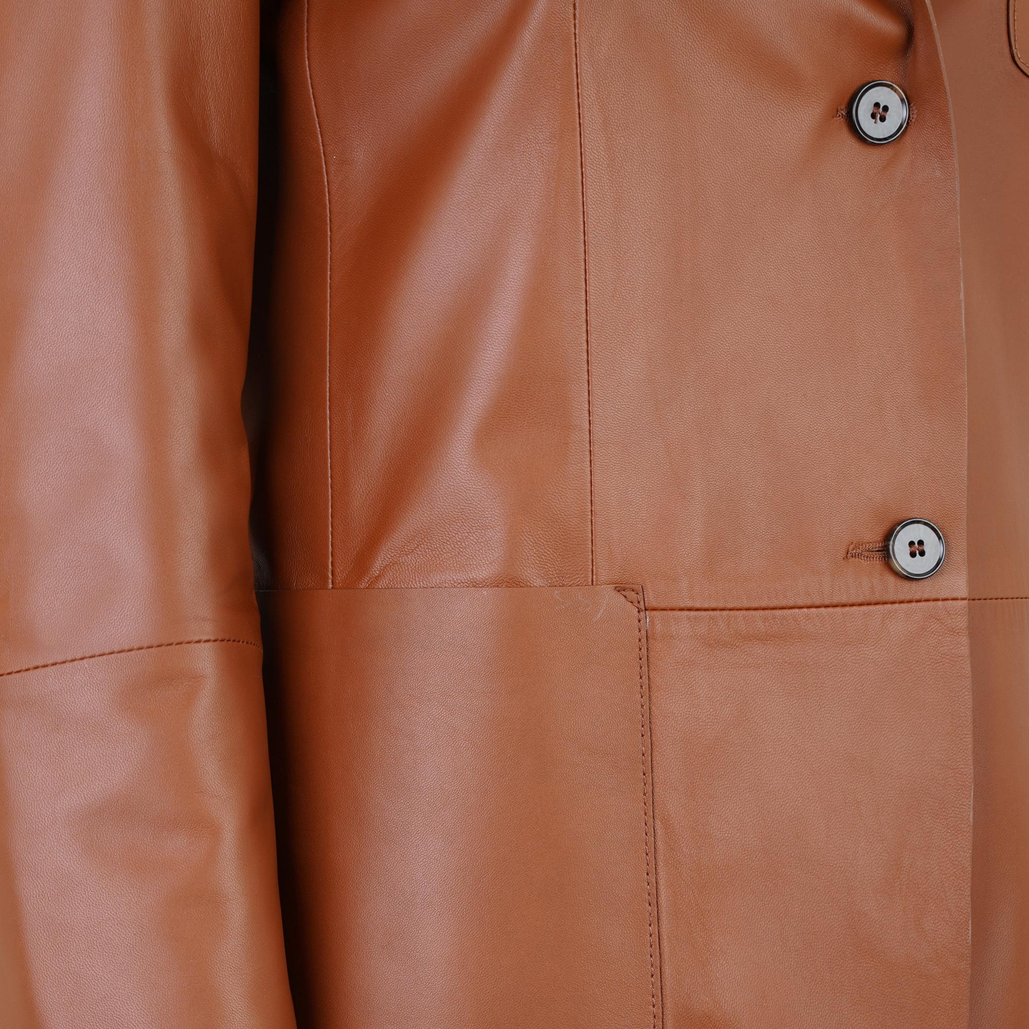 Angelea Kahve Kadın Blazer Deri Ceket