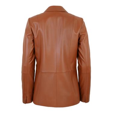  Angelea Kahve Kadın Blazer Deri Ceket