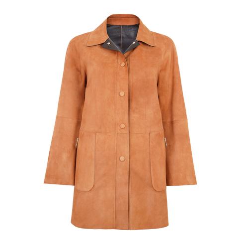  Bena Konyak Kadın Çift Taraflı Süet Deri Pardösü