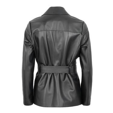  Aniye Siyah Kadın Deri Trençkot