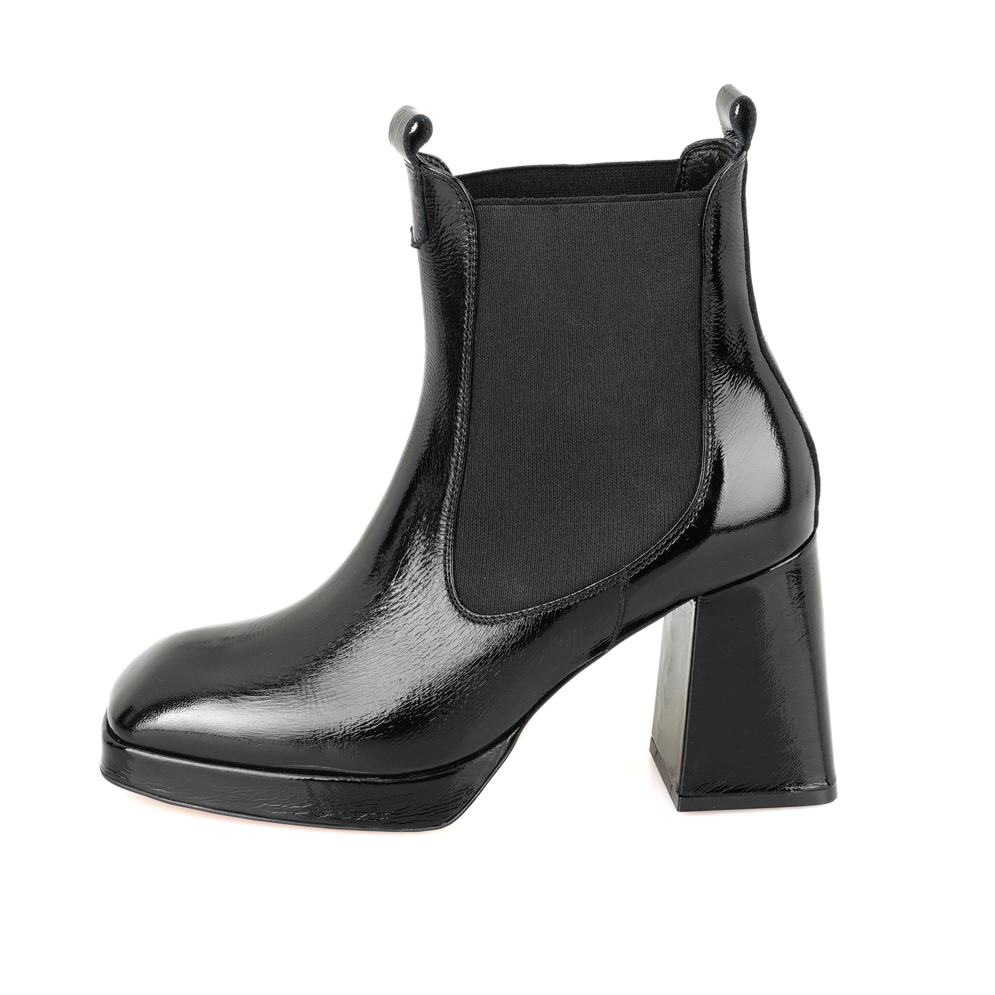 Rosemary Siyah Kadın Lastikli Topuklu Deri Bot