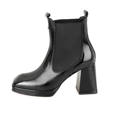  Rosemary Siyah Kadın Lastikli Topuklu Deri Bot