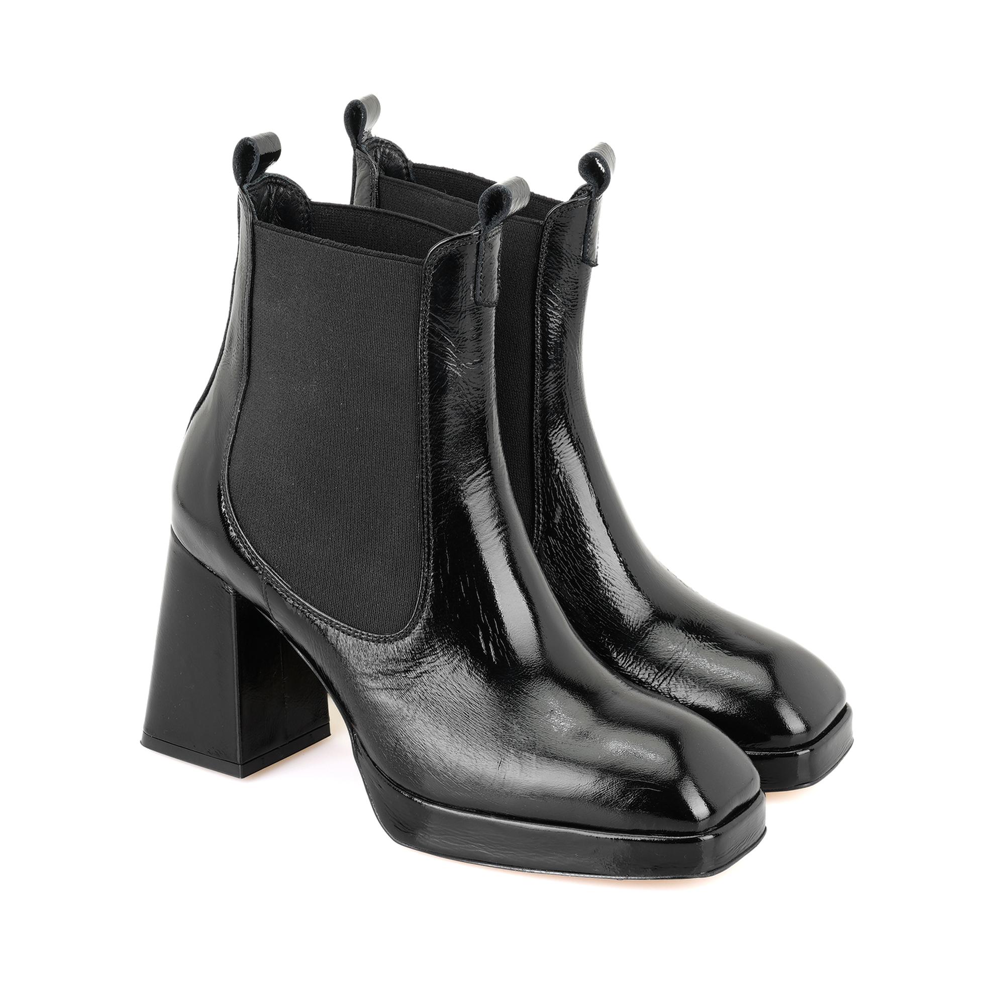 Rosemary Siyah Kadın Lastikli Topuklu Deri Bot