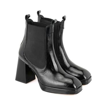  Rosemary Siyah Kadın Lastikli Topuklu Deri Bot