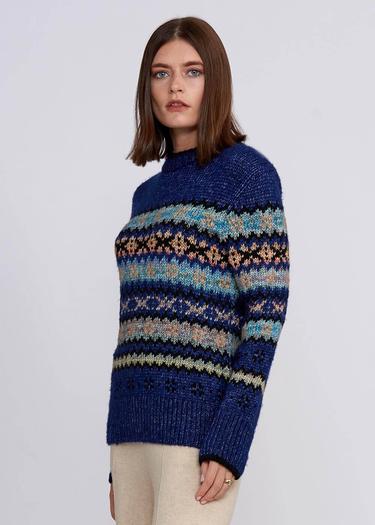  Knitss Kış Desenli Mavi Triko