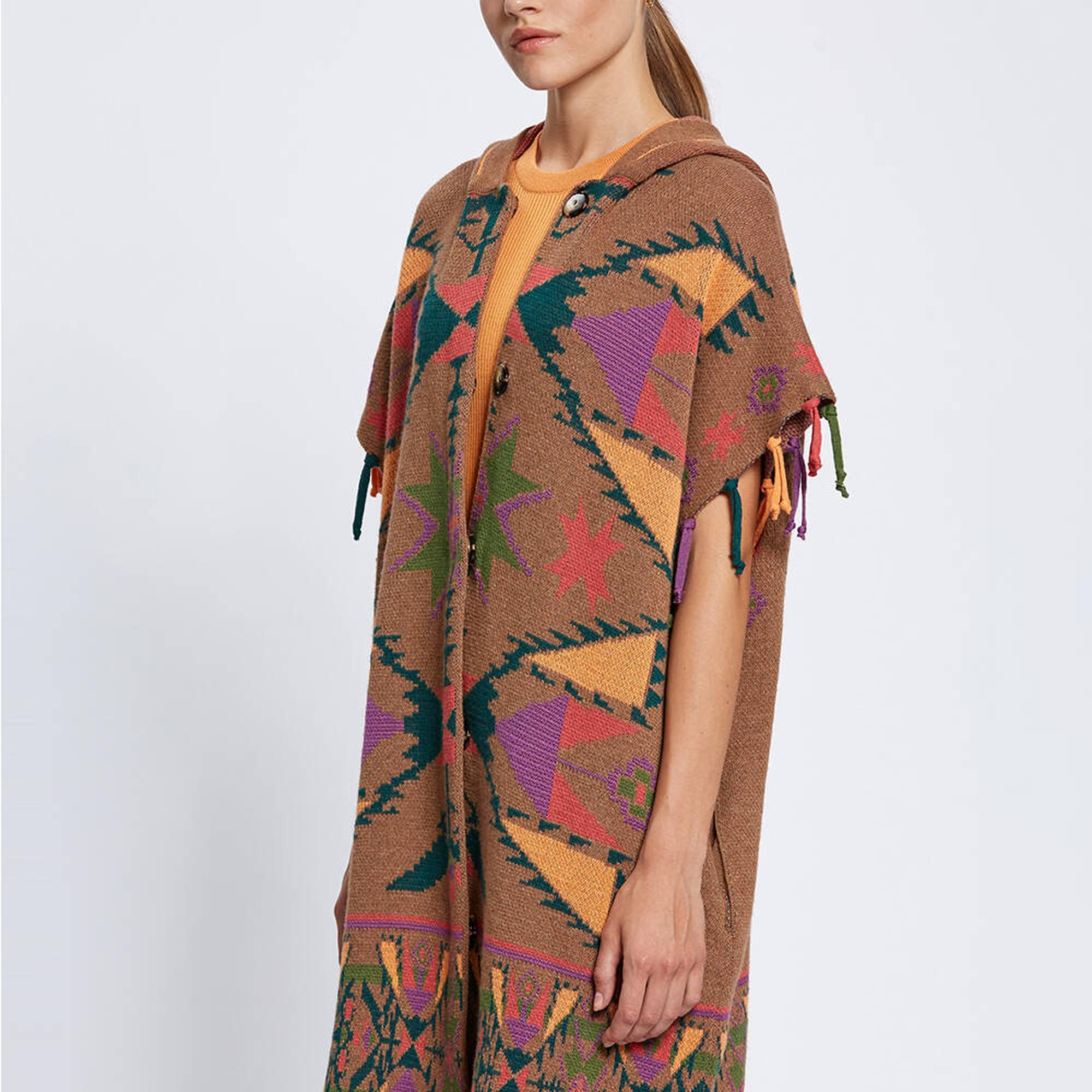 Knitss Kaşmir Karışımlı Oversıze Triko Panço