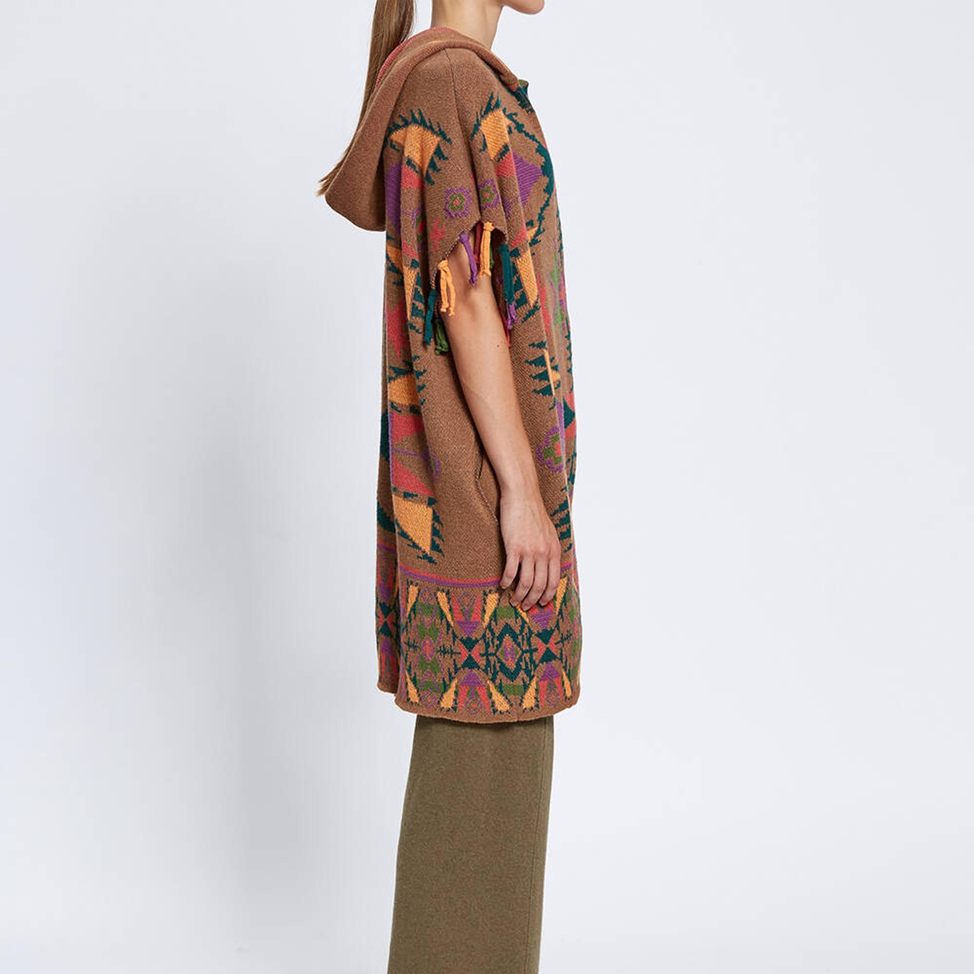 Knitss Kaşmir Karışımlı Oversıze Triko Panço