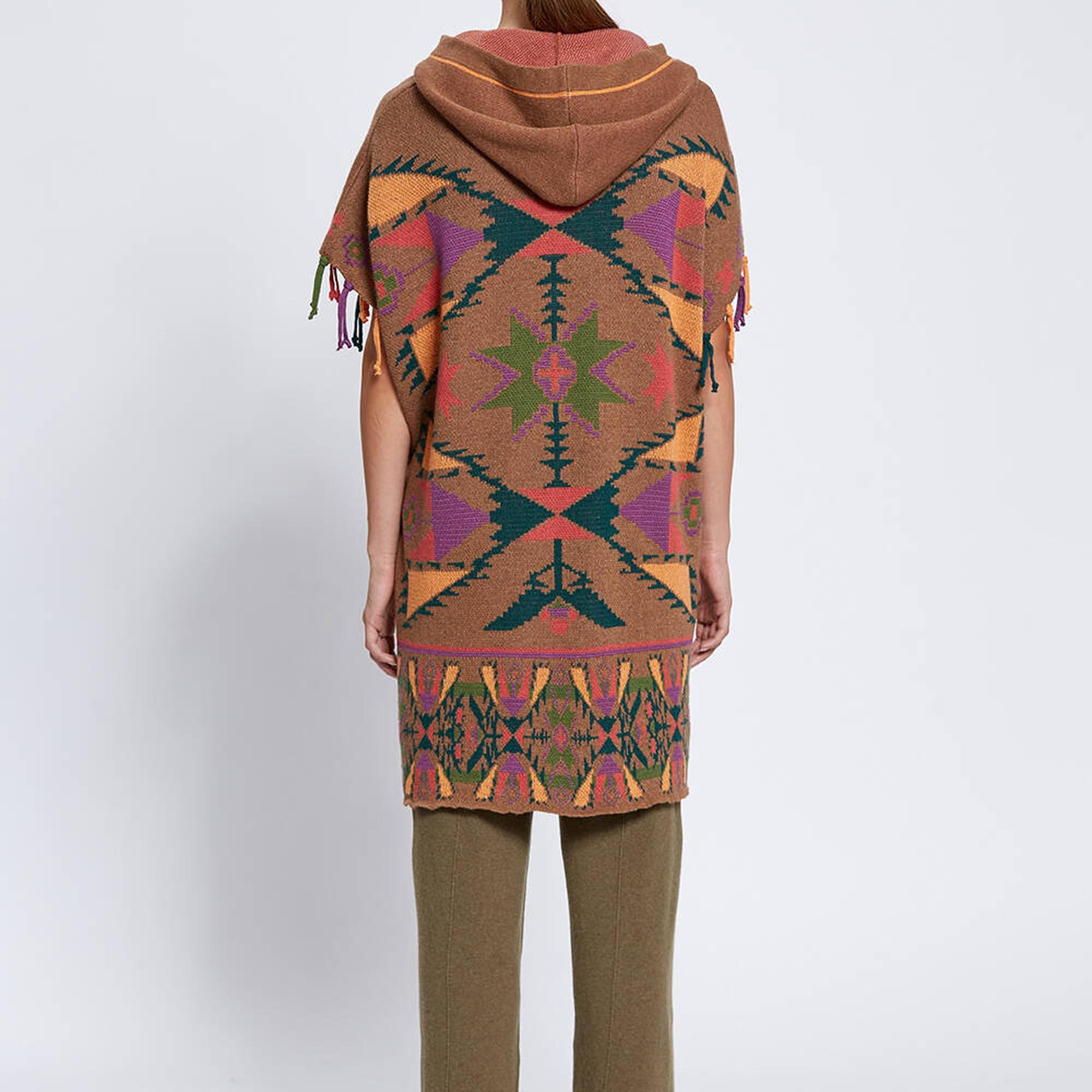 Knitss Kaşmir Karışımlı Oversıze Triko Panço