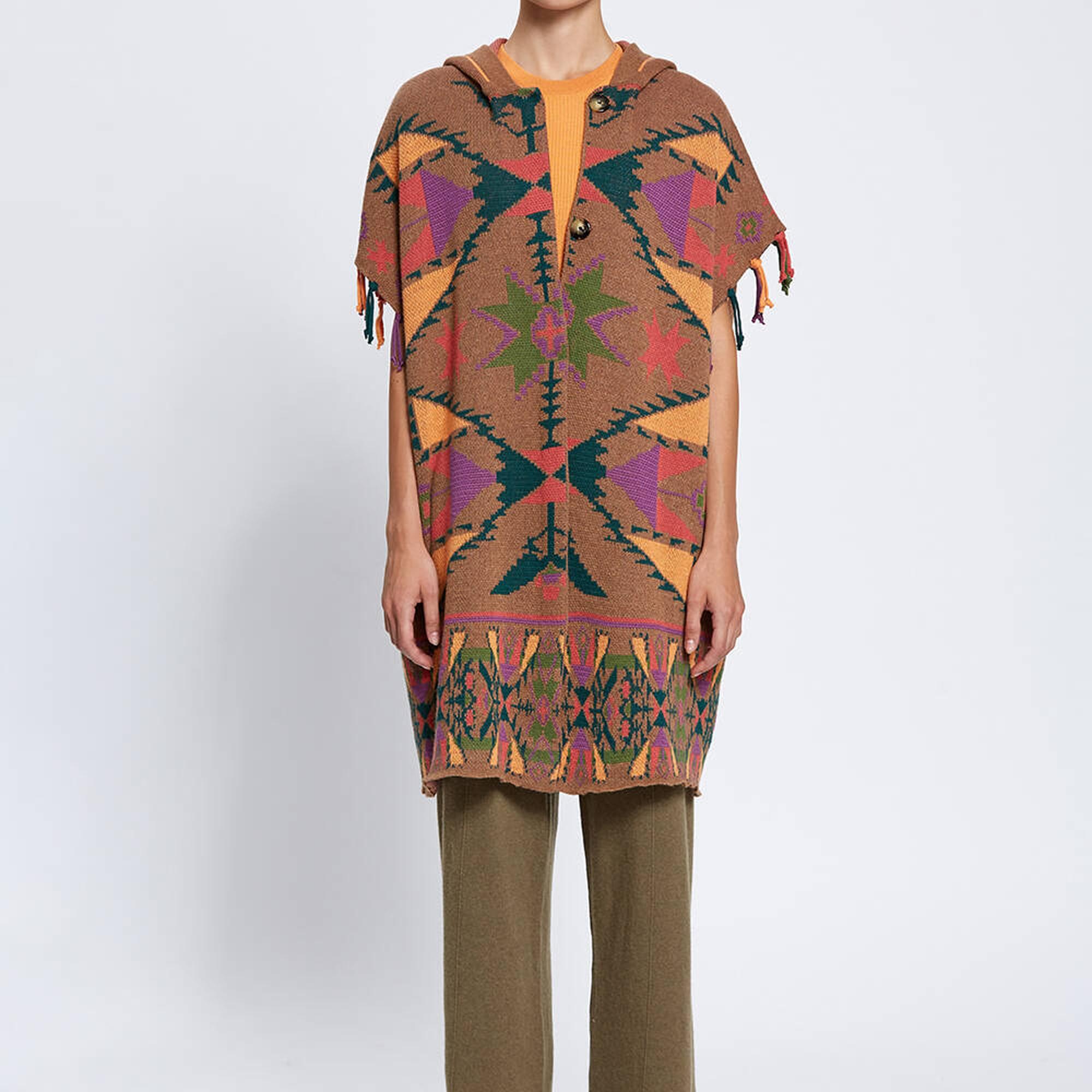 Knitss Kaşmir Karışımlı Oversıze Triko Panço