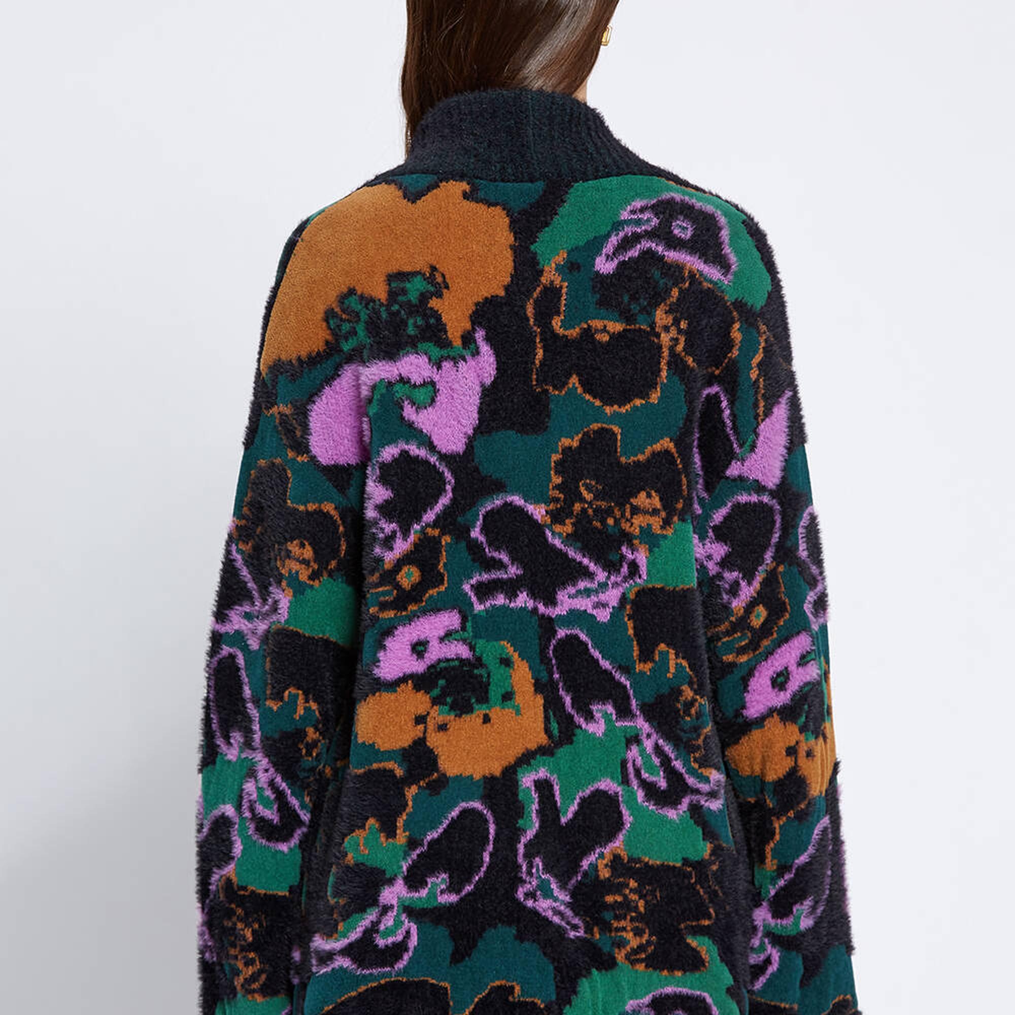 Knitss Manolya Desenli Oversıze Triko Hırka