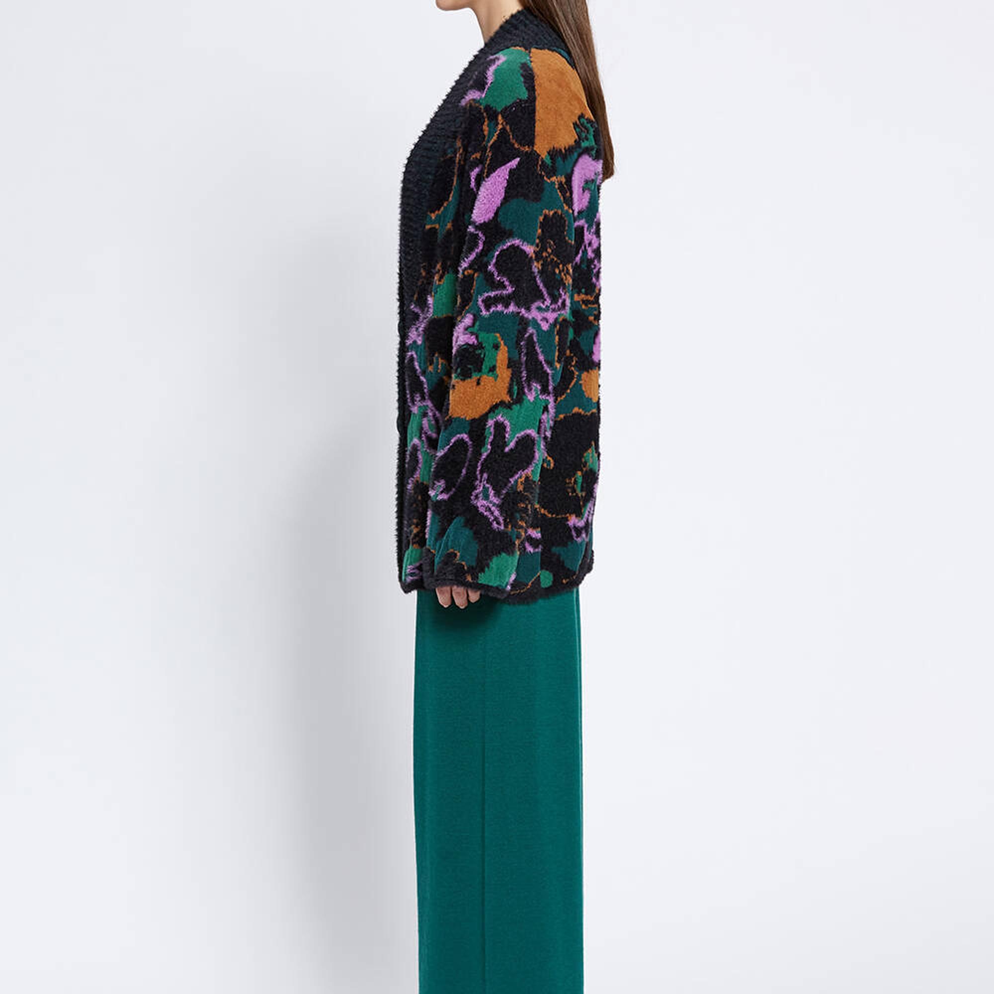 Knitss Manolya Desenli Oversıze Triko Hırka