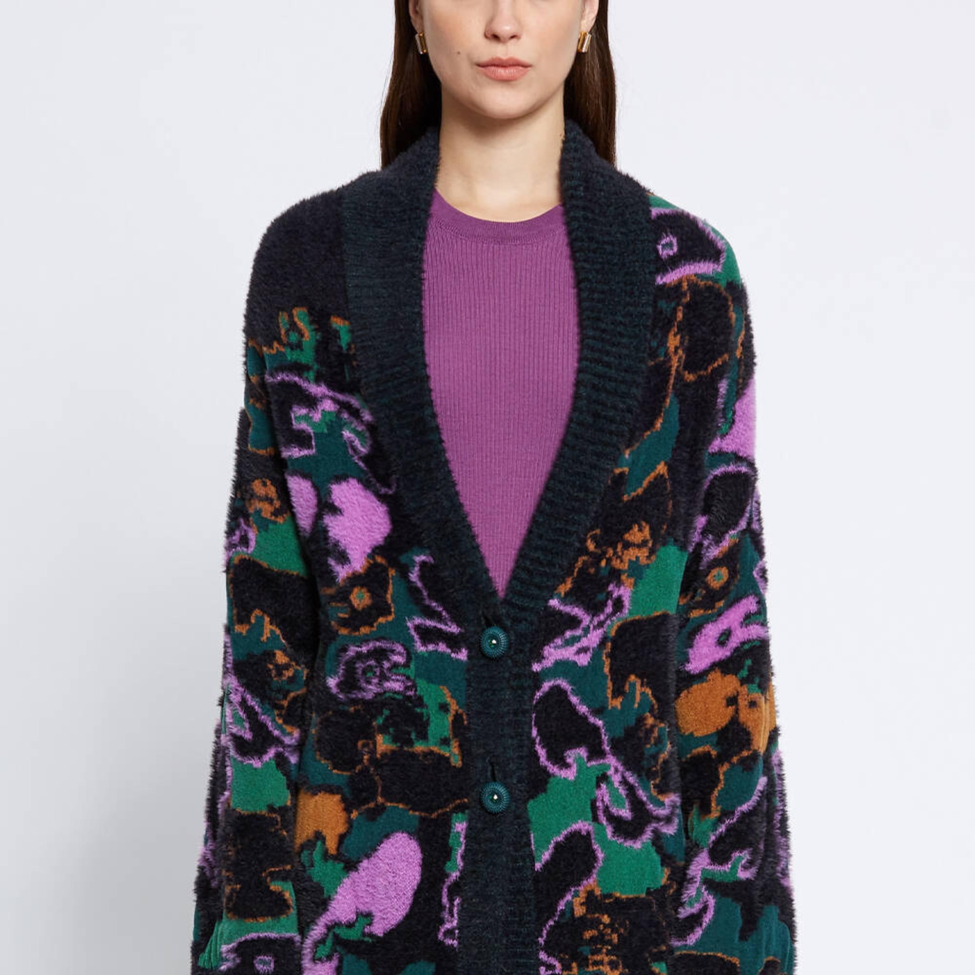 Knitss Manolya Desenli Oversıze Triko Hırka