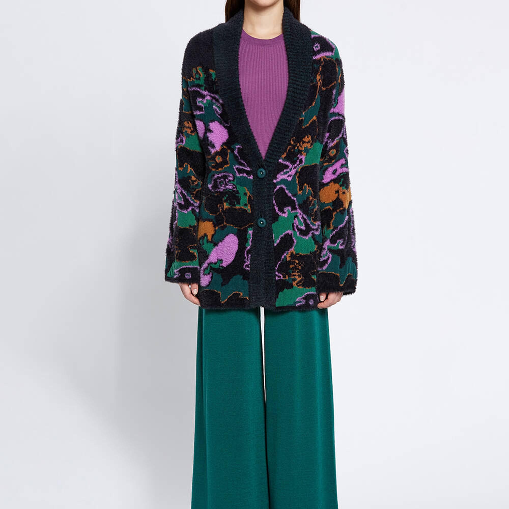 Knitss Manolya Desenli Oversıze Triko Hırka