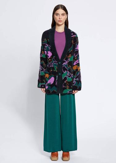  Knitss Manolya Desenli Oversıze Triko Hırka