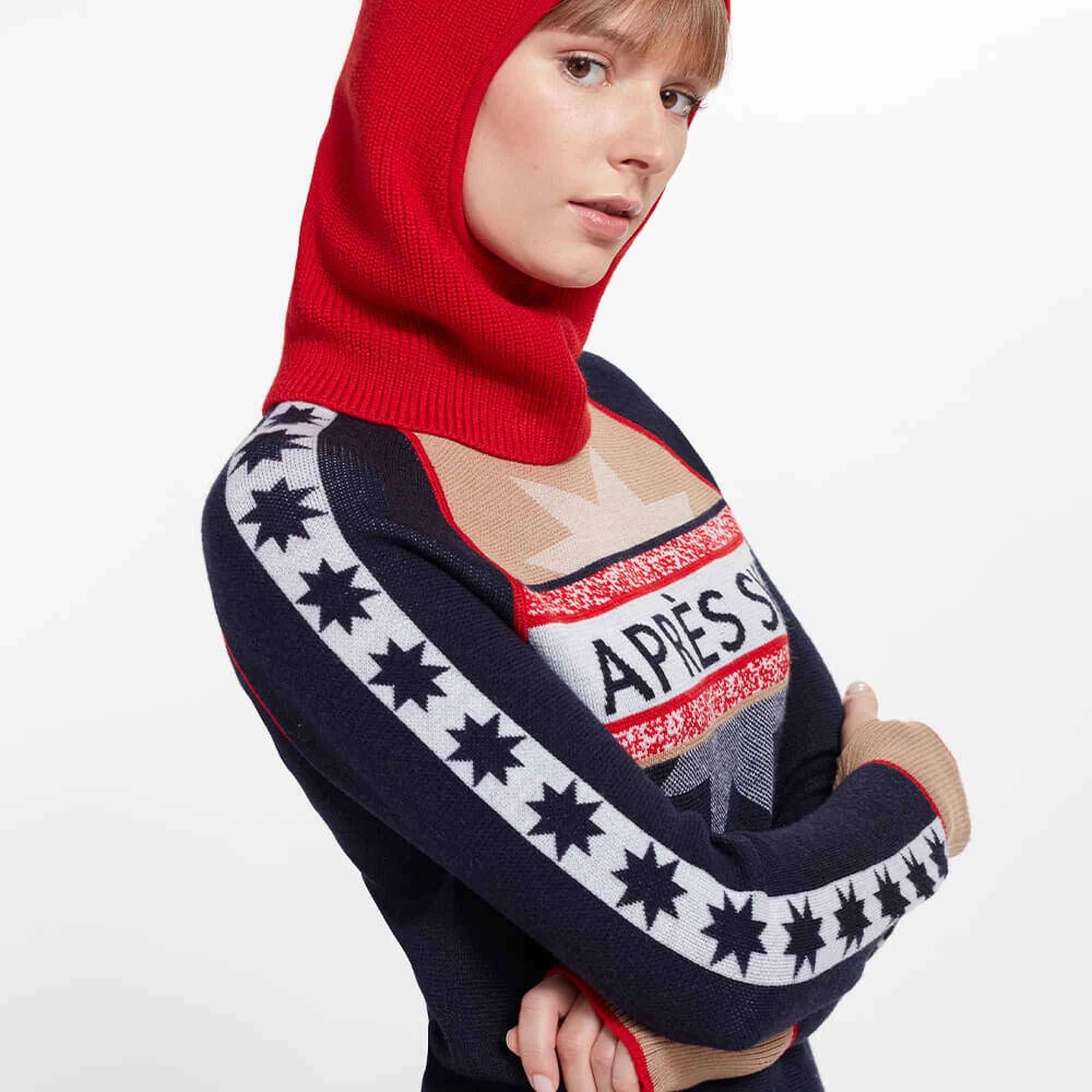 Knitss Yıldız Desenli Kırmızı Extrafıne Merino Yün Bere