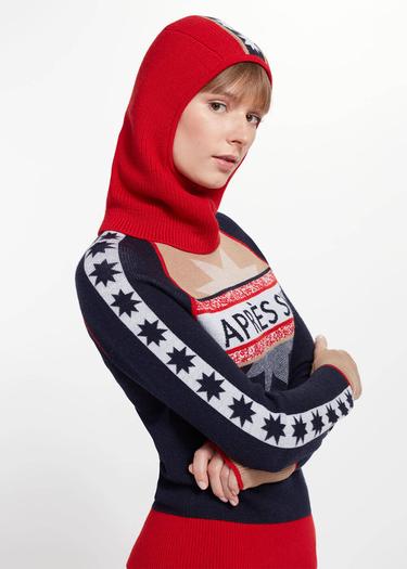  Knitss Yıldız Desenli Kırmızı Extrafıne Merino Yün Bere