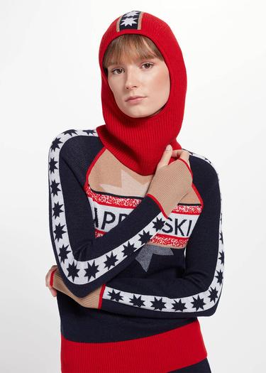  Knitss Yıldız Desenli Kırmızı Extrafıne Merino Yün Bere