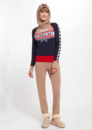  Knitss Yıldız Desenli Camel Extrafıne Merino Yün Bere