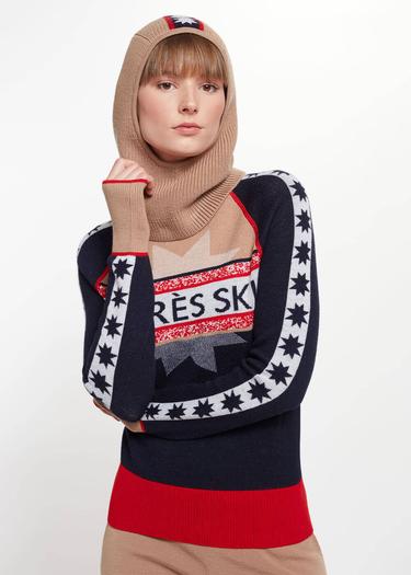  Knitss Yıldız Desenli Camel Extrafıne Merino Yün Bere