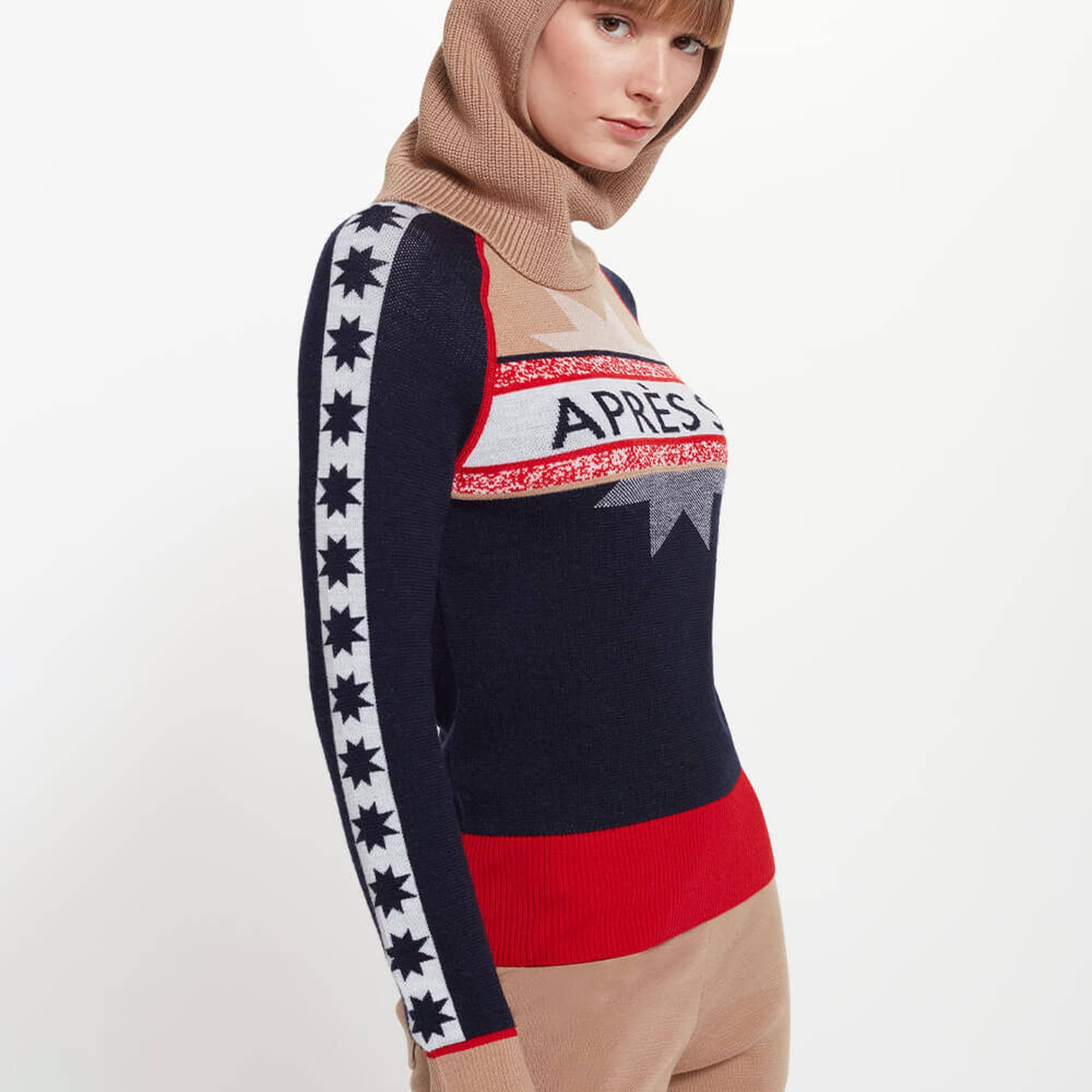 Knitss Yıldız Desenli Camel Extrafıne Merino Yün Bere