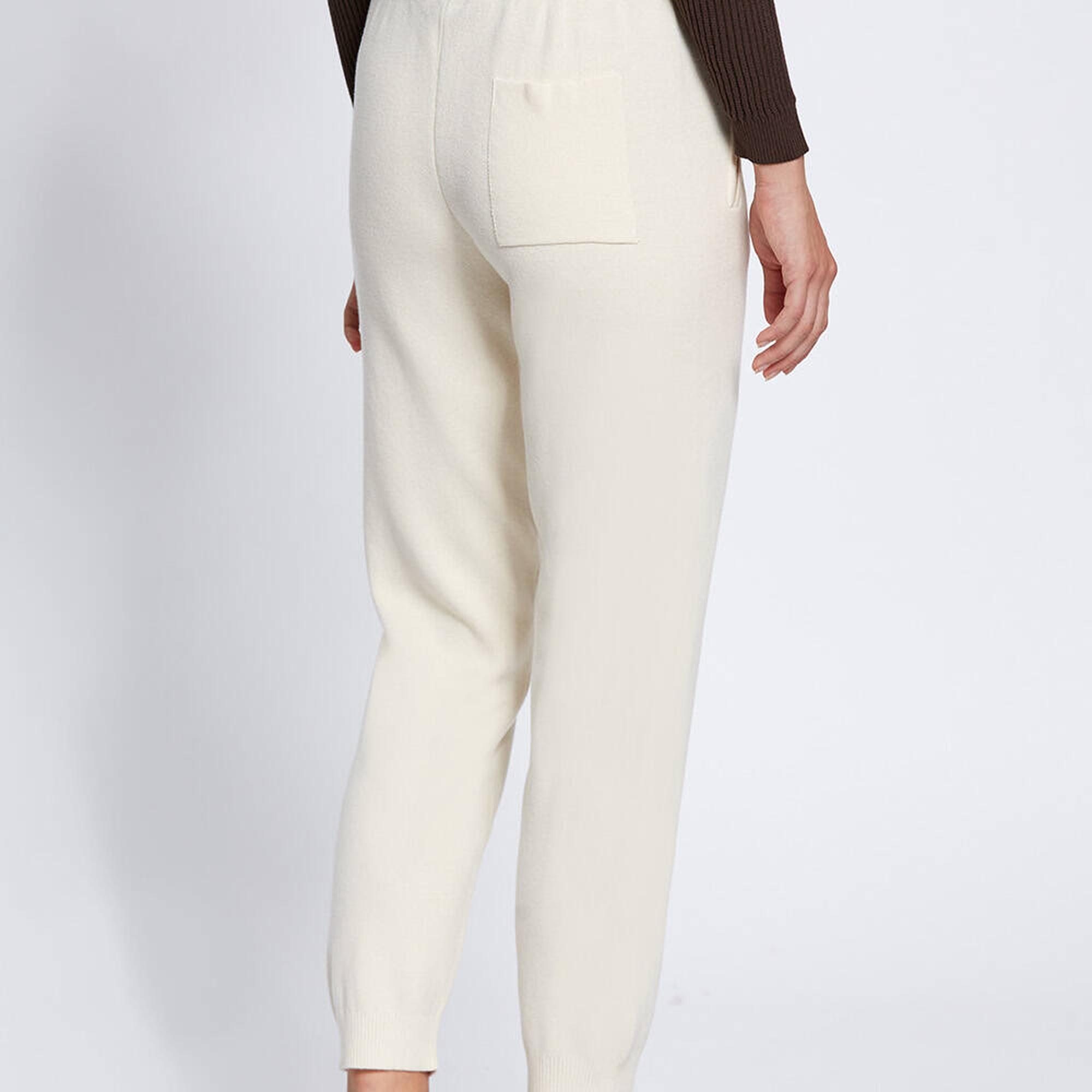 Knitss Merino Yün Karışımlı Ekru Triko Pantolon