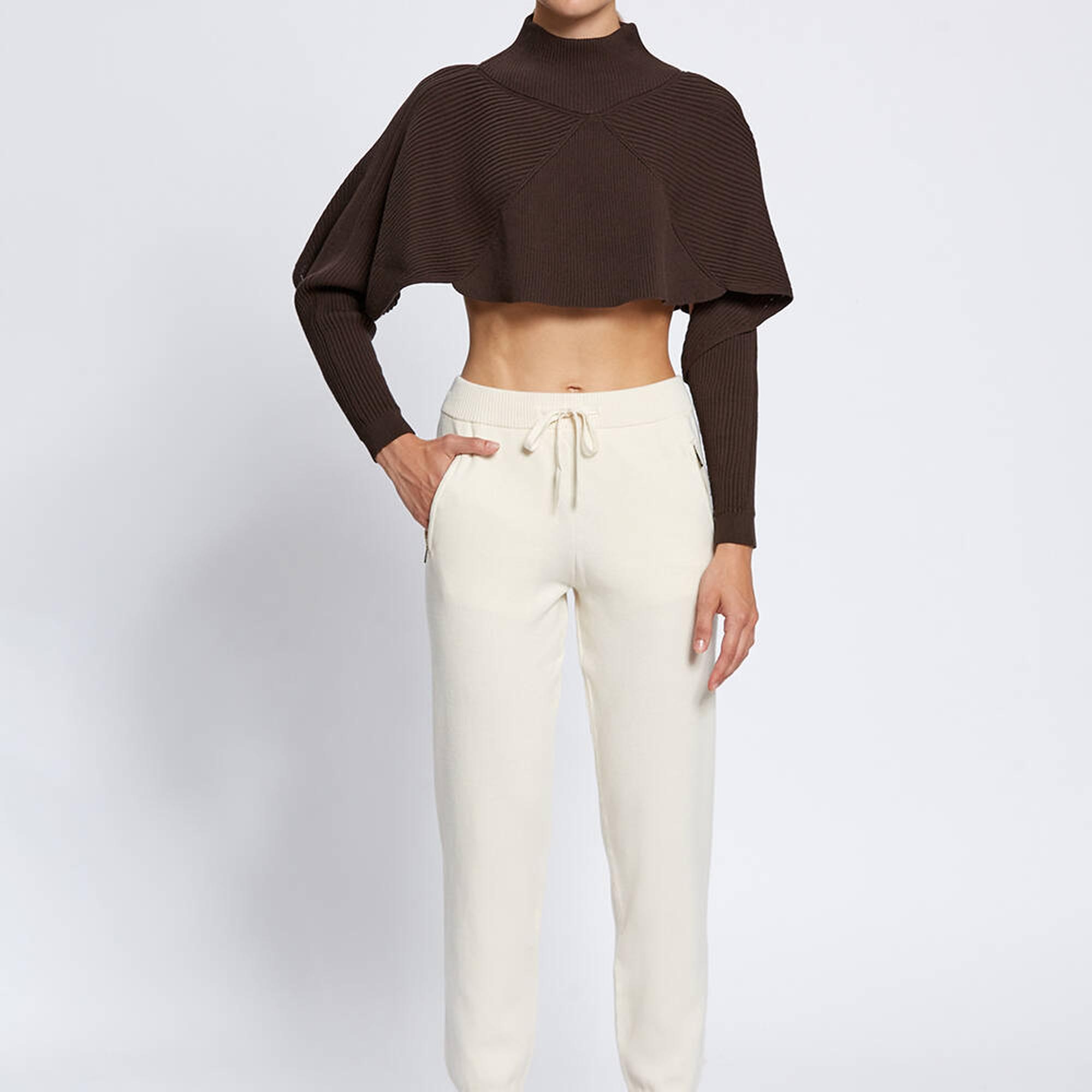 Knitss Merino Yün Karışımlı Ekru Triko Pantolon