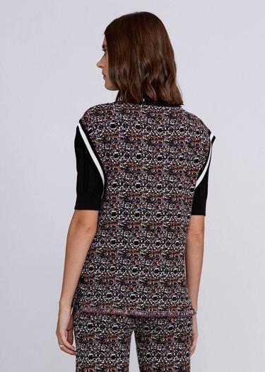  Knitss Jakar Desenli Taşlı Düğmeli Triko Yelek