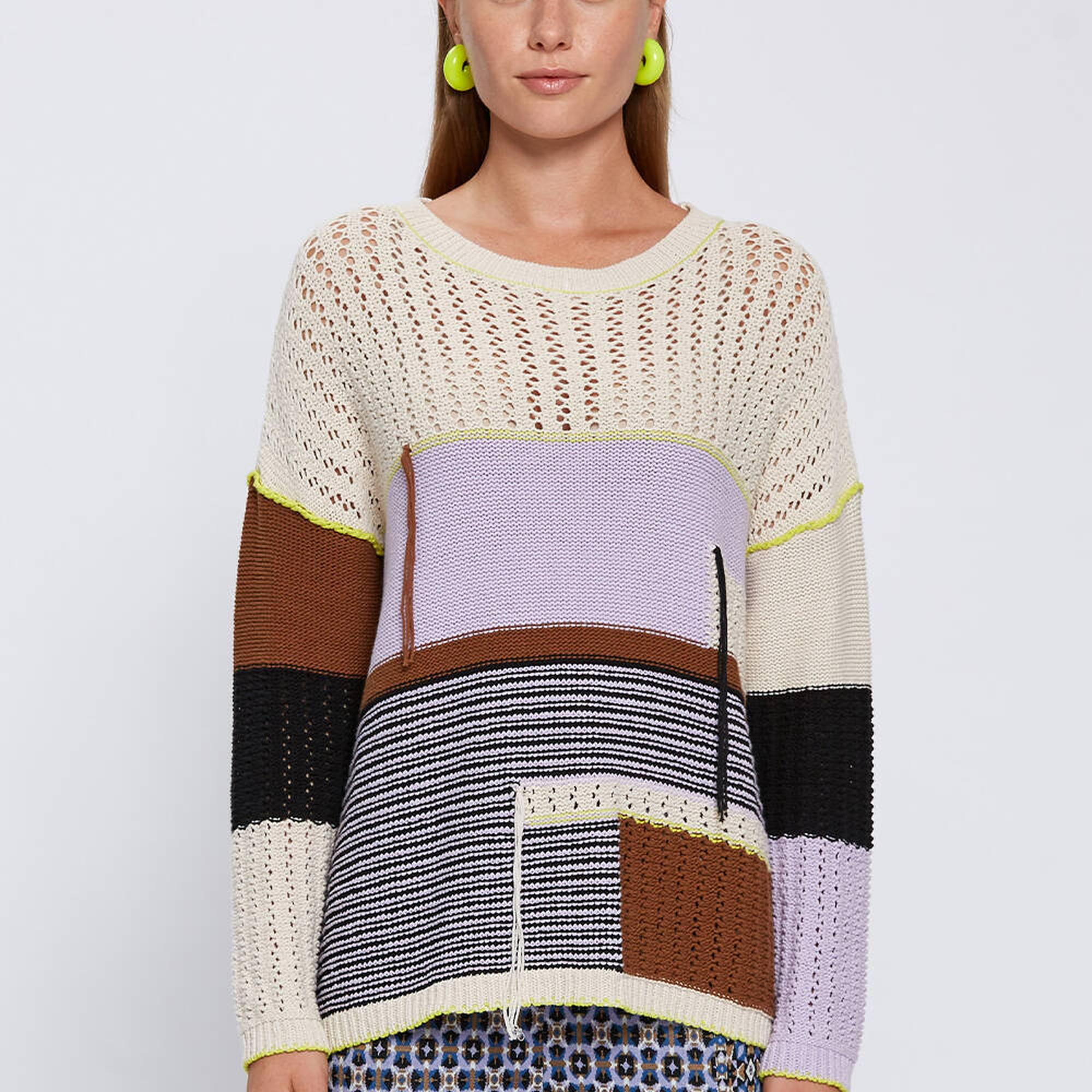 Knitss Organik Pamuk Color Blok Triko