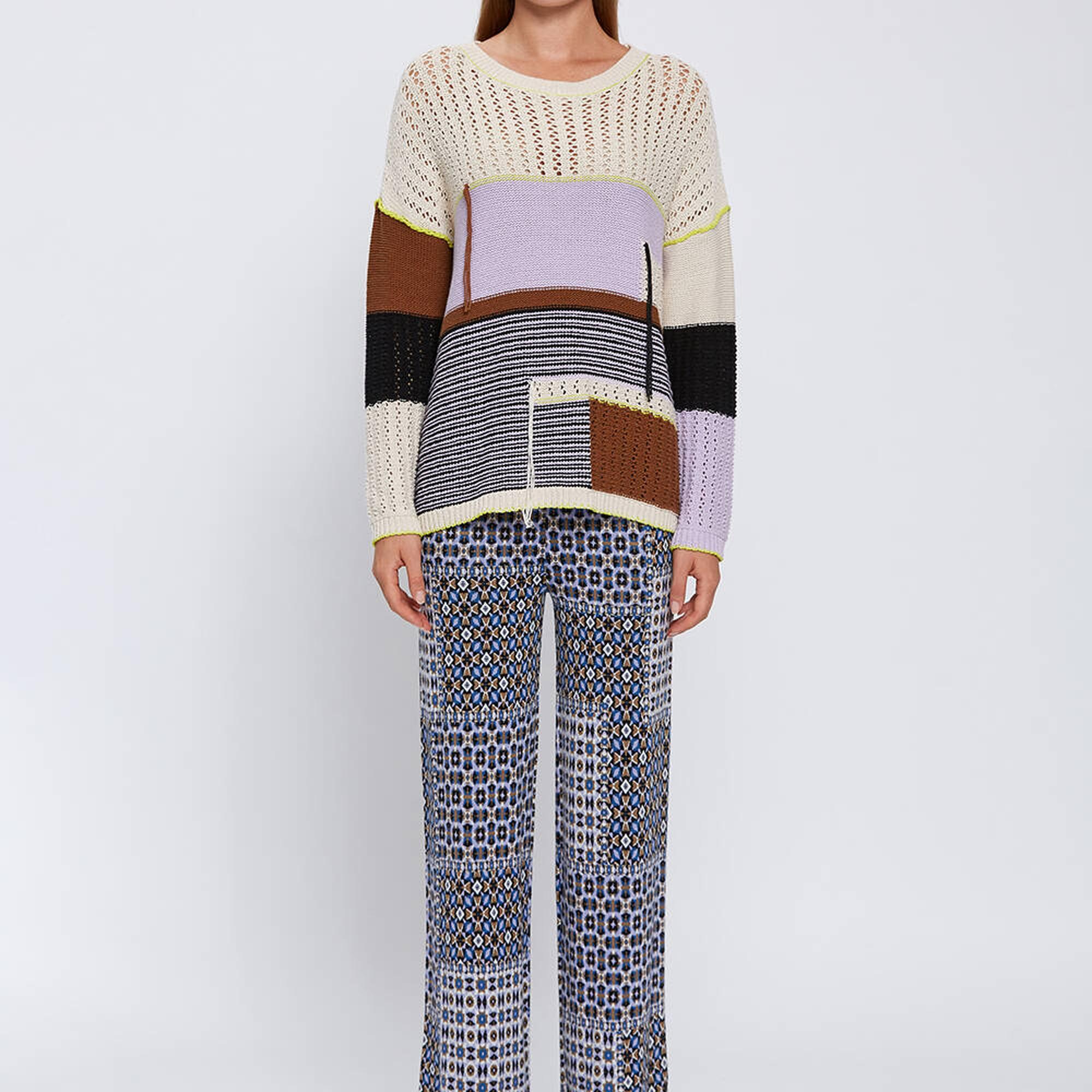 Knitss Organik Pamuk Color Blok Triko