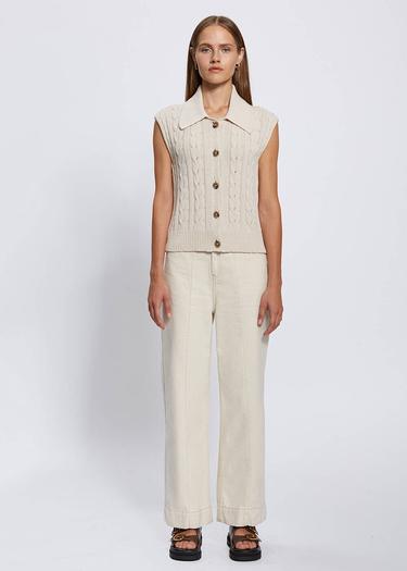  Knitss Organik Pamuk Düğme Kapamalı Krem Triko