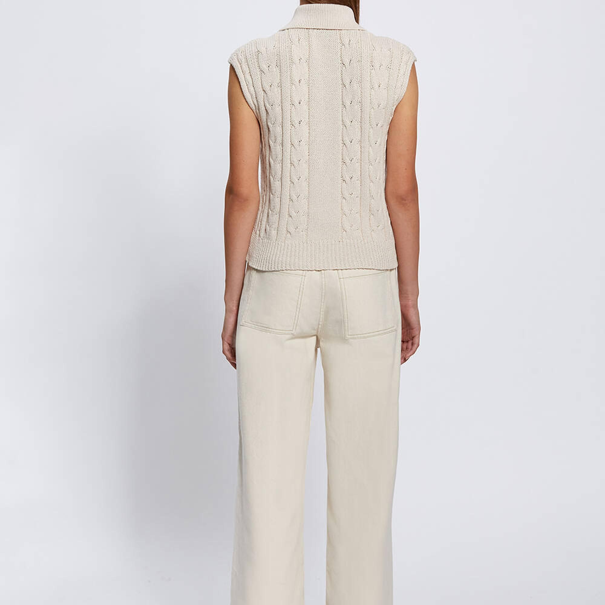 Knitss Organik Pamuk Düğme Kapamalı Krem Triko