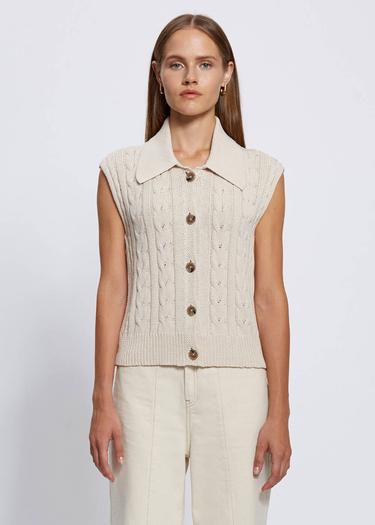  Knitss Organik Pamuk Düğme Kapamalı Krem Triko